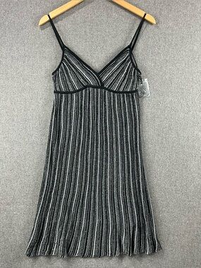 Textured Knit Cami Dress Adjustable Strap Lined Slip Boho Y2K M